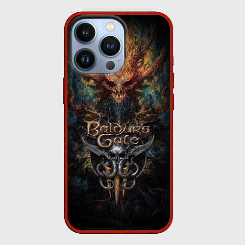 Чехол iPhone 13 Pro Baldurs Gate 3 demon / 3D-Красный – фото 1