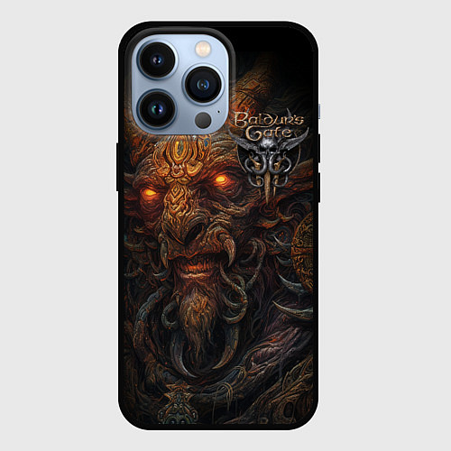 Чехол iPhone 13 Pro Baldurs Gate 3 logo demon / 3D-Черный – фото 1