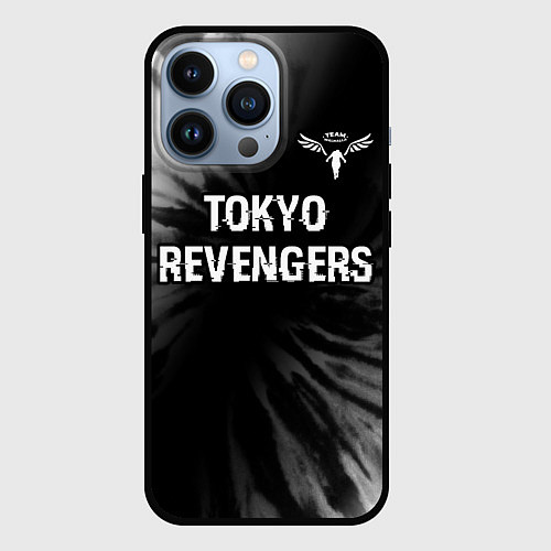 Чехол iPhone 13 Pro Tokyo Revengers glitch на темном фоне: символ свер / 3D-Черный – фото 1