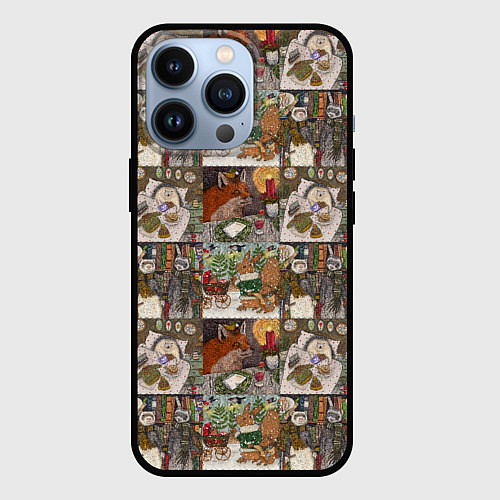 Чехол iPhone 13 Pro Милые иллюстрации коллаж / 3D-Черный – фото 1