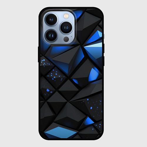 Чехол iPhone 13 Pro Blue black texture / 3D-Черный – фото 1