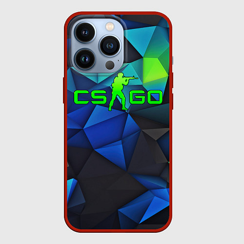 Чехол iPhone 13 Pro CSGO blue abstract / 3D-Красный – фото 1