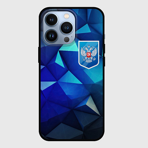 Чехол iPhone 13 Pro Russia blue abstract / 3D-Черный – фото 1