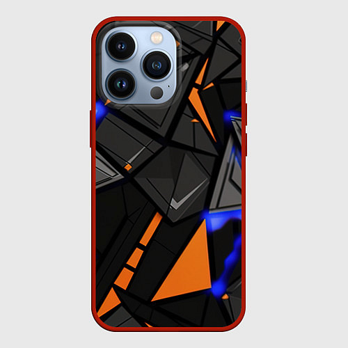 Чехол iPhone 13 Pro Orange black style / 3D-Красный – фото 1