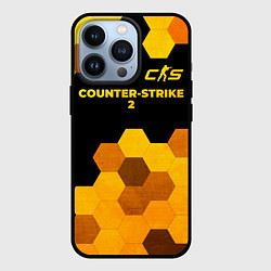 Чехол для iPhone 13 Pro Counter-Strike 2 - gold gradient: символ сверху, цвет: 3D-черный