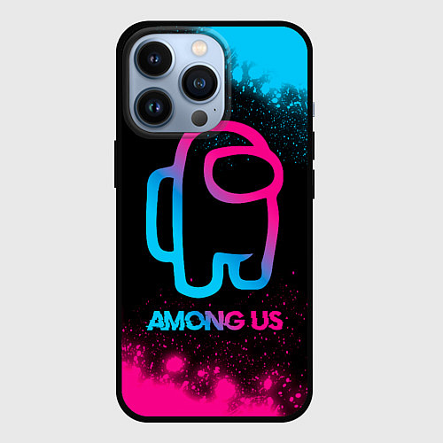 Чехол iPhone 13 Pro Among Us - neon gradient / 3D-Черный – фото 1