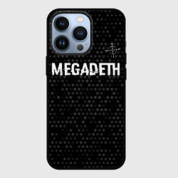 Чехол iPhone 13 Pro Megadeth glitch на темном фоне: символ сверху