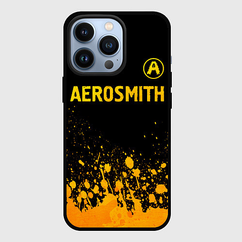 Чехол iPhone 13 Pro Aerosmith - gold gradient: символ сверху / 3D-Черный – фото 1