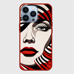 Чехол iPhone 13 Pro Портрет девушки с красной помадой