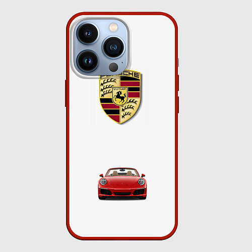 Чехол iPhone 13 Pro Porsche car / 3D-Красный – фото 1