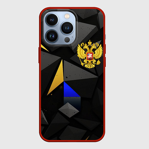 Чехол iPhone 13 Pro Герб РФ абстракция / 3D-Красный – фото 1