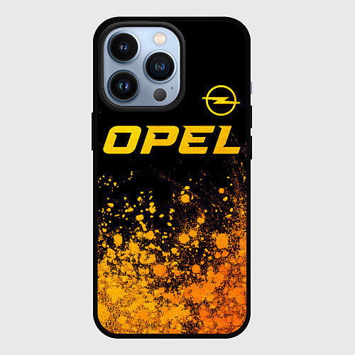 Чехол iPhone 13 Pro Opel - gold gradient: символ сверху / 3D-Черный – фото 1