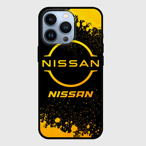 Чехол iPhone 13 Pro Nissan - gold gradient / 3D-Черный – фото 1