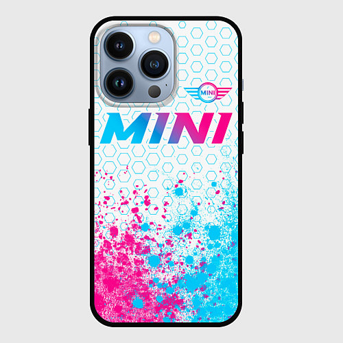 Чехол iPhone 13 Pro Mini neon gradient style: символ сверху / 3D-Черный – фото 1