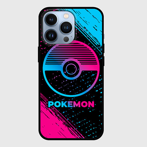 Чехол iPhone 13 Pro Pokemon - neon gradient / 3D-Черный – фото 1