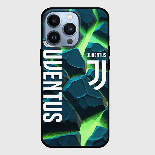 Чехол iPhone 13 Pro Juventus green neon / 3D-Черный – фото 1