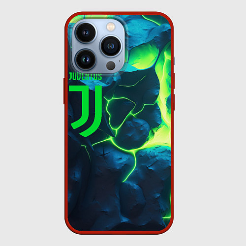 Чехол iPhone 13 Pro Juventus green neon / 3D-Красный – фото 1