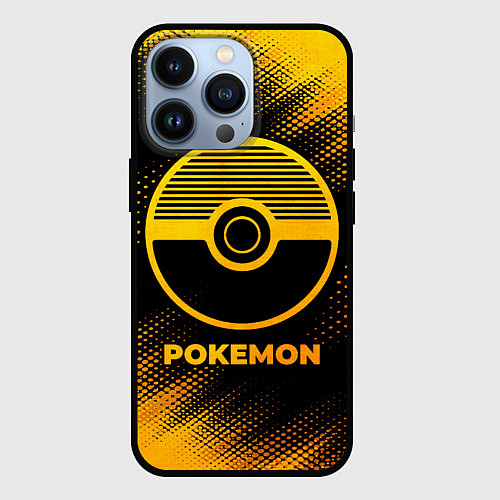 Чехол iPhone 13 Pro Pokemon - gold gradient / 3D-Черный – фото 1