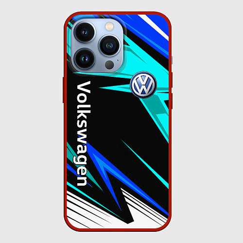 Чехол iPhone 13 Pro Фольцваген - sport uniform / 3D-Красный – фото 1