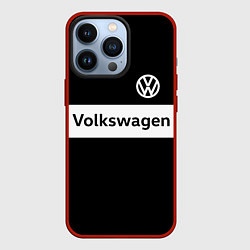 Чехол для iPhone 13 Pro Фольцваген - черный и белый, цвет: 3D-красный