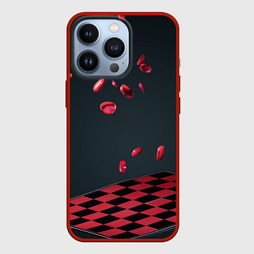 Чехол iPhone 13 Pro Настольная игра шашки / 3D-Красный – фото 1