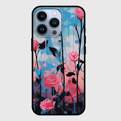 Чехол iPhone 13 Pro Цветочная аура / 3D-Черный – фото 1