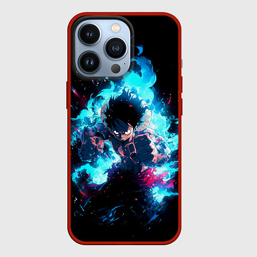 Чехол iPhone 13 Pro Луффи в ярости / 3D-Красный – фото 1