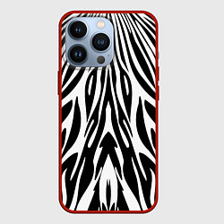 Чехол для iPhone 13 Pro Черная абстракция зебра, цвет: 3D-красный