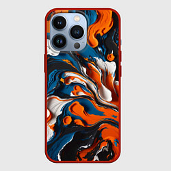 Чехол для iPhone 13 Pro Акриловые краски - оранжевые, цвет: 3D-красный