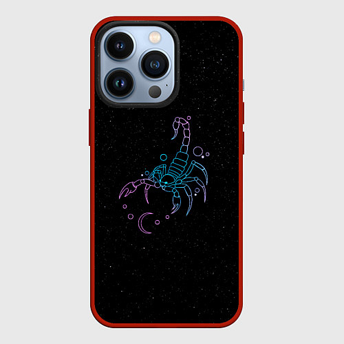 Чехол iPhone 13 Pro Знак зодиака скорпион - космос / 3D-Красный – фото 1