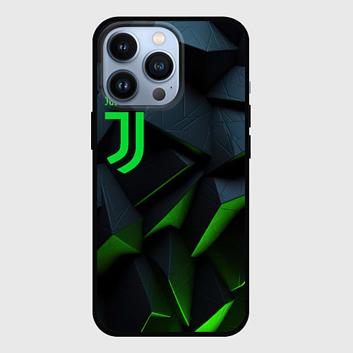 Чехол iPhone 13 Pro Juventus black green logo / 3D-Черный – фото 1