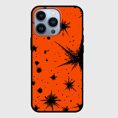 Чехол iPhone 13 Pro Огненный оранжевый абстракция / 3D-Черный – фото 1