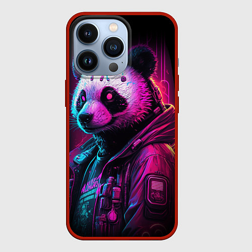 Чехол iPhone 13 Pro Panda cyberpunk / 3D-Красный – фото 1