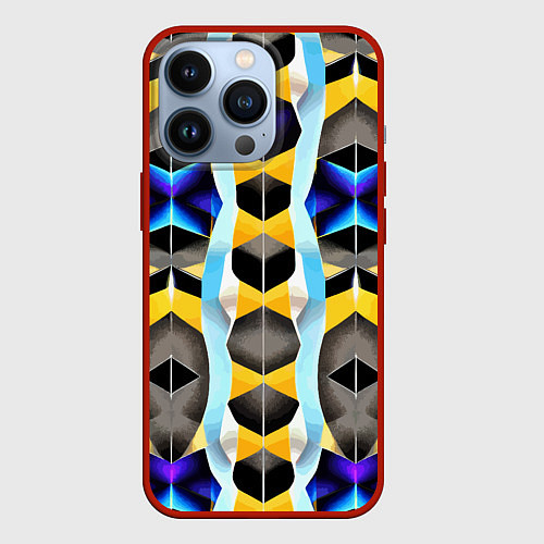 Чехол iPhone 13 Pro Vanguard geometric pattern - neural network / 3D-Красный – фото 1