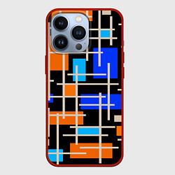 Чехол для iPhone 13 Pro Разноцветная прямоугольная абстракция, цвет: 3D-красный