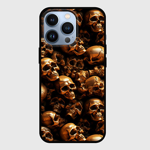 Чехол iPhone 13 Pro Медные черепа / 3D-Черный – фото 1