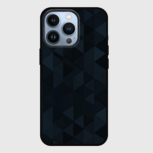 Чехол iPhone 13 Pro Тёмно-синий треугольный / 3D-Черный – фото 1