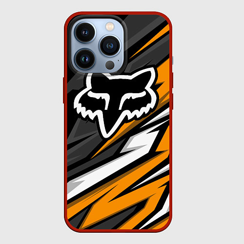 Чехол iPhone 13 Pro Fox motocross racing - orange / 3D-Красный – фото 1