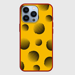 Чехол для iPhone 13 Pro Объемные черные шары на оранжевом поле, цвет: 3D-красный