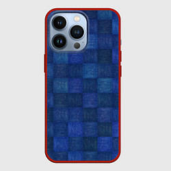 Чехол для iPhone 13 Pro Джинсовая клетка, цвет: 3D-красный