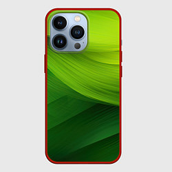 Чехол для iPhone 13 Pro Зеленая абстракция, цвет: 3D-красный