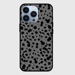 Чехол iPhone 13 Pro Пятнистый чёрно-серый