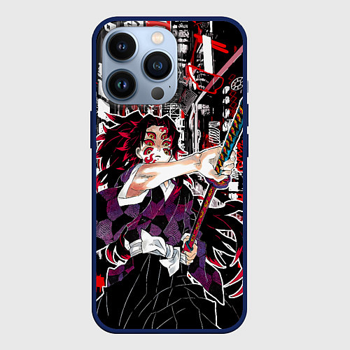 Чехол iPhone 13 Pro Кокушибо высшая луна - Клинок демонов / 3D-Тёмно-синий – фото 1