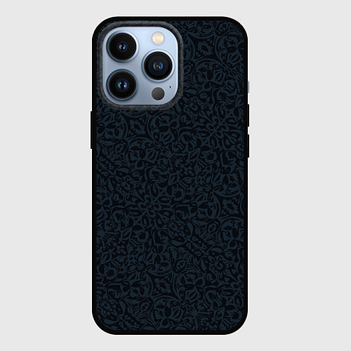 Чехол iPhone 13 Pro Чёрно-синий паттерн / 3D-Черный – фото 1