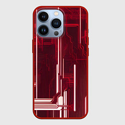 Чехол для iPhone 13 Pro Кибер схемы неон, цвет: 3D-красный
