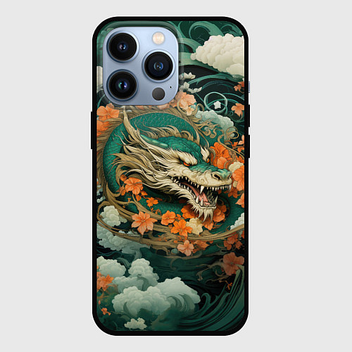 Чехол iPhone 13 Pro Облачный дракон Irezumi / 3D-Черный – фото 1