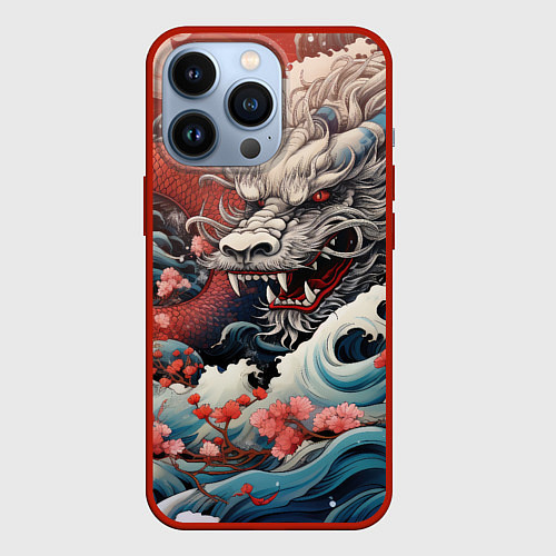 Чехол iPhone 13 Pro Морской дракон Irezumi / 3D-Красный – фото 1