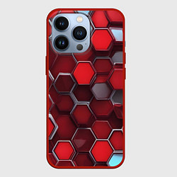 Чехол iPhone 13 Pro Cyber hexagon red