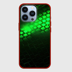 Чехол для iPhone 13 Pro Неоновые зеленые пластины, цвет: 3D-красный
