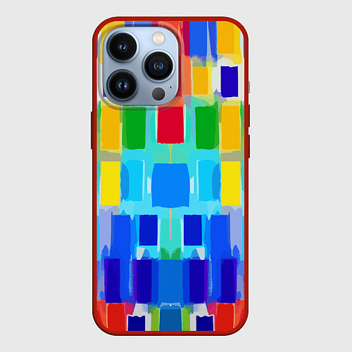 Чехол iPhone 13 Pro Colorful strips - pop art - vogue / 3D-Красный – фото 1